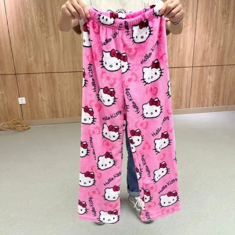 Y2K Hello Kitty Pajamas Pants Sanrio Anime Women's Pajama Pants Cartoon Couple Home Sleepwear Trousers Leisure Home Clothing