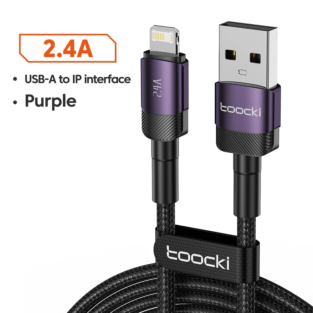 Toocki USB Cable For iphone14 13 12 11 Pro Max Xs Xr X SE 8 7 6 Plus Fast Charging Mobile Phone Data Line For Ipad Charger Wire