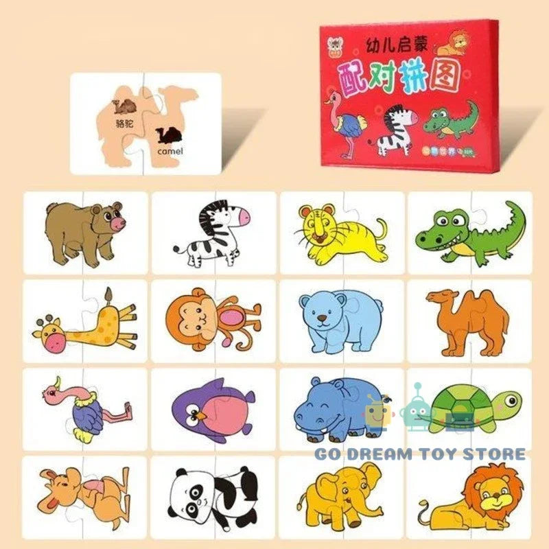 Rompecabezas educativo Montessori para niños pequeños, tarjeta a juego 4 32 piezas, juguetes de dibujos animados, forma de Color