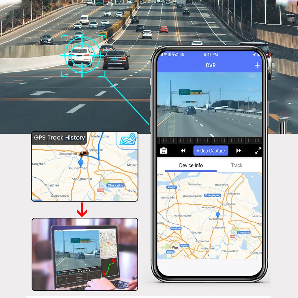 PEGATAH 4G LTE Dashcam GPS Remote Connection Live-View 4K Dual Lens Car Camera 24H Parking Collision Warning Car Video Recorder
