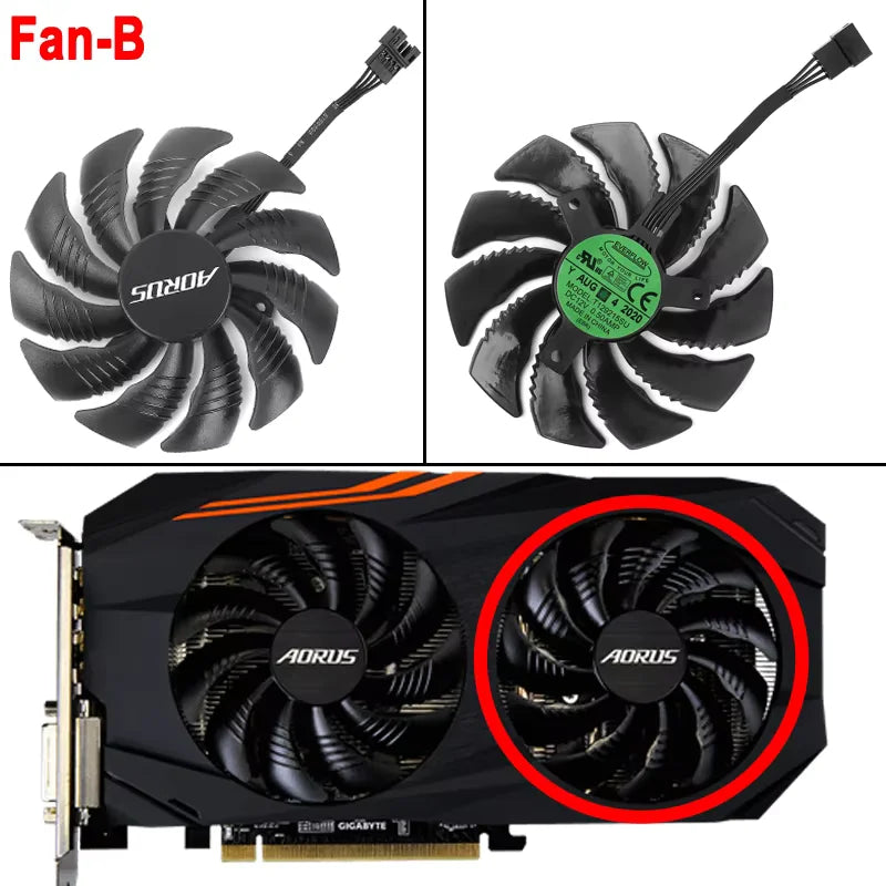 For Gigabyte AORUS Radeon RX 570 580 Graphics Card Cooling Fan RX570 RX580 88MM T129215SU PLD09210S12HH Video Card Fan