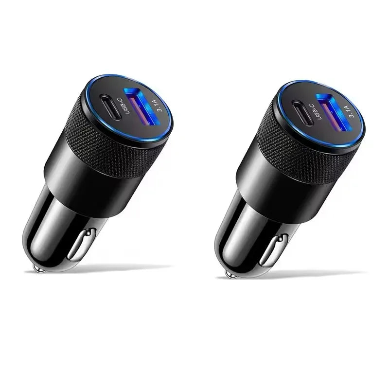 3 件套 3.1A USB Car Charger Type C Fast Charging Phone Adapter for Xiaomi Huawei Pd Phone Charger Adapter Socket Cigarette Lighter