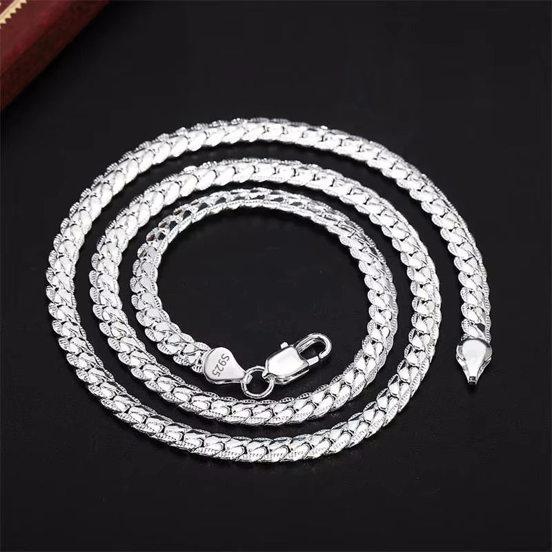 18K Gold/925 Sterling Silver 6mm Full Sideways Necklace 8/18/20/24 Inch Chain For Woman Men Fashion Wedding Engagement Jewelry
