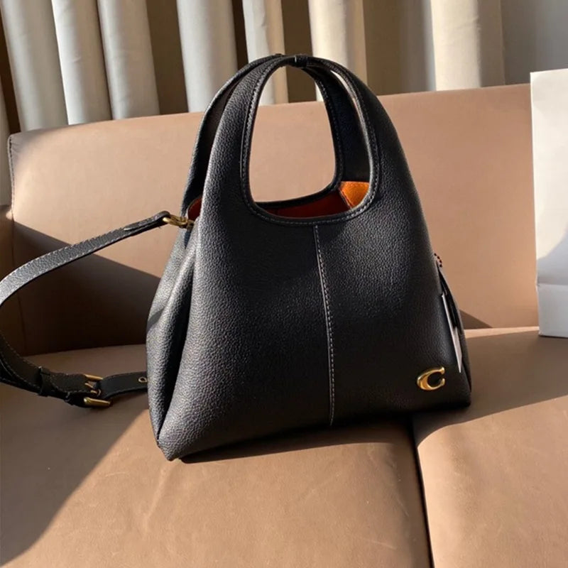 Women's bag lychee pattern Lana23 vegetable basket shoulder messenger bag retro portable bucket bag bucket type 2025 new