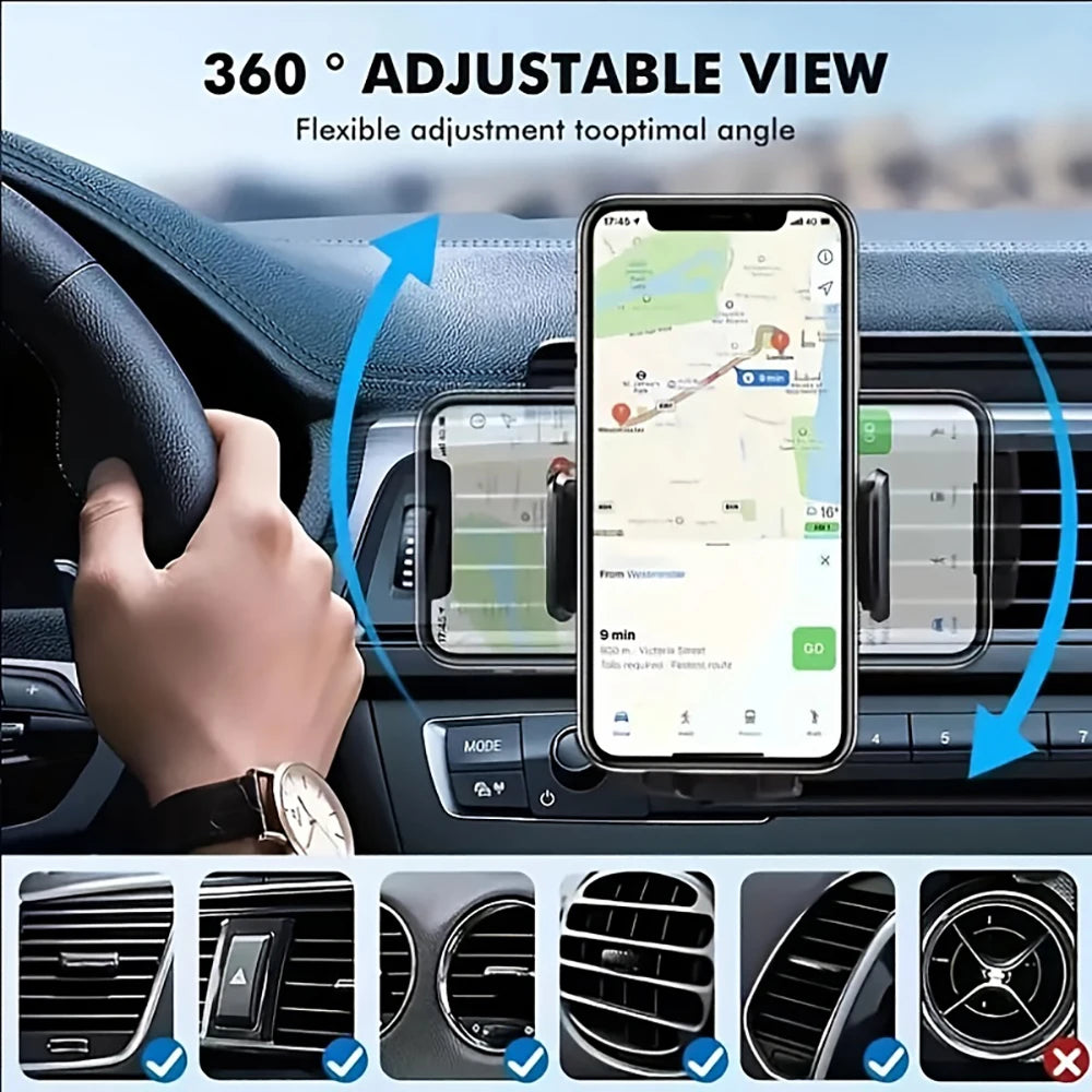 Universal Car Air Vent Phone Holder Gravity Clip Mount 360° Rotation Adjustable Bracket For iPhone Samsung Mobile Phones Stand