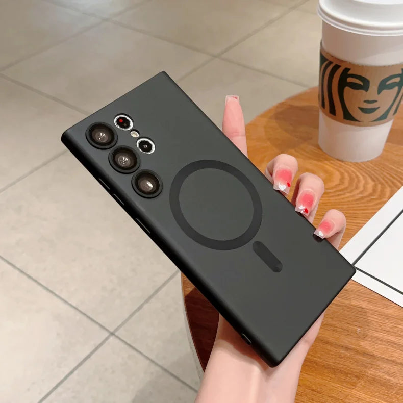 Original For Magsafe Magnetic Silicone Case For Samsung Galaxy S25 S23 S22 S21 S24 Ultra Plus Matte Cases Wireless Charge Cover