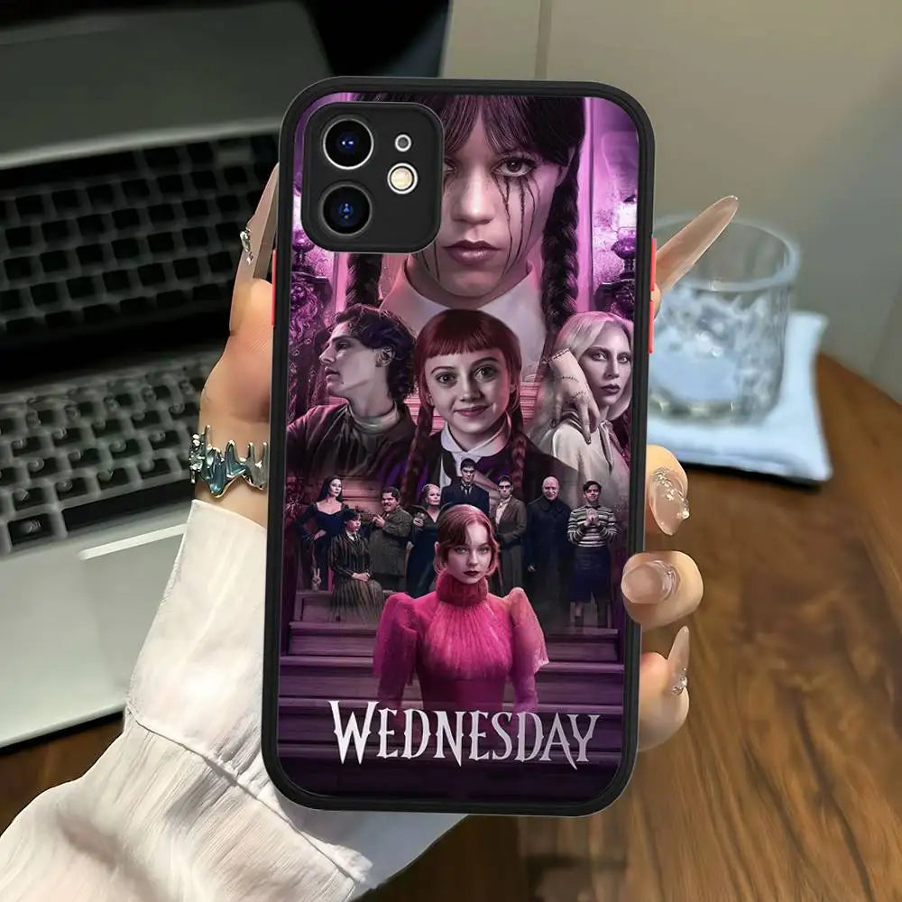Cool Girl W-WednesdayS A-Addams Phone Case For IPhone 16 15 14 Plus 15 13 12 11 Pro Max X XS MAX Matte Cover