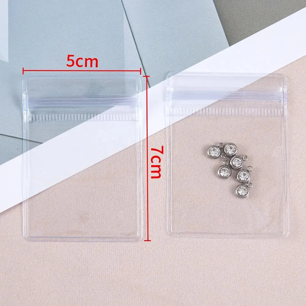 20Pcs Transparent Jewelry Pouches Anti-Oxidation Zip Lock Storage Bags for Earring Necklace Bracelet DIY Display Packaging