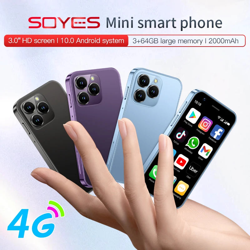 Top Selling SOYES XS16 mini 4G Smartphone 3.0inch 3GB RAM 64GB ROM Android 8.0 5MP Camera Dual SIM With Play Store WhatsAPP