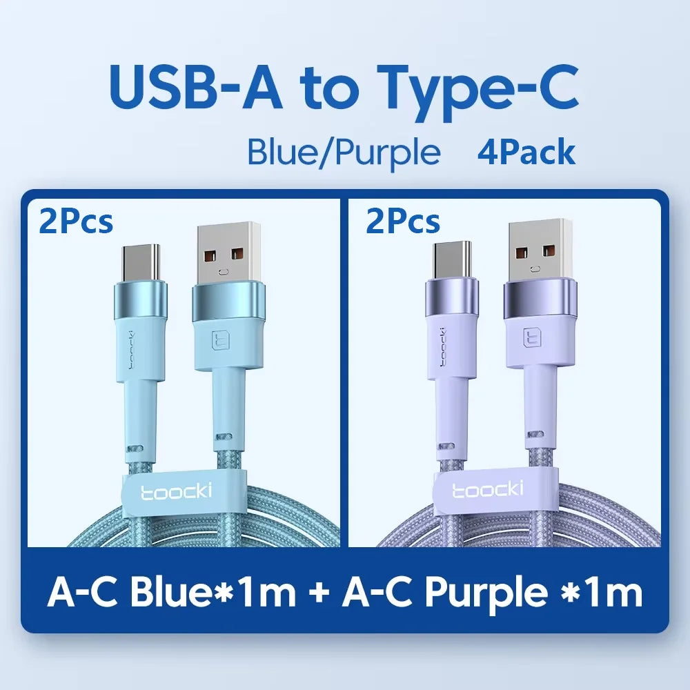 Toocki 2 Pack 3A USB C Cable Type C For Xiaomi 12t Pro Realme Redmi Note 12 Pro Poco F3 X4 GT Fast Charging Cable Data Cord Wire