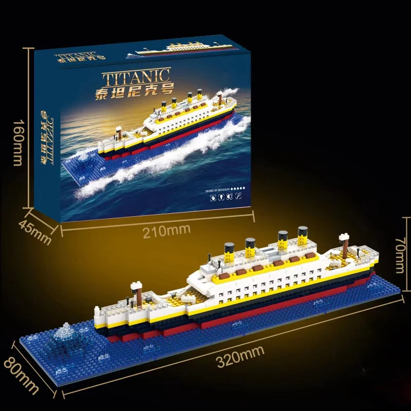 Small Particle Building Block Assembly Toy Titanic Giant Boy Girl Puzzle Cruise Ship Brick Model Kit Desltop Birthday Gift Child
