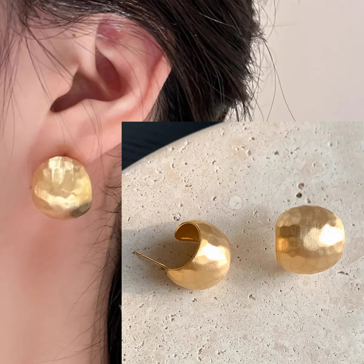 PANJBJ 925 Sterling Silve Crinkled Texture Studs Earring for Women Vintage Irregular Frosting Jewelry Party Gift Dropshipping