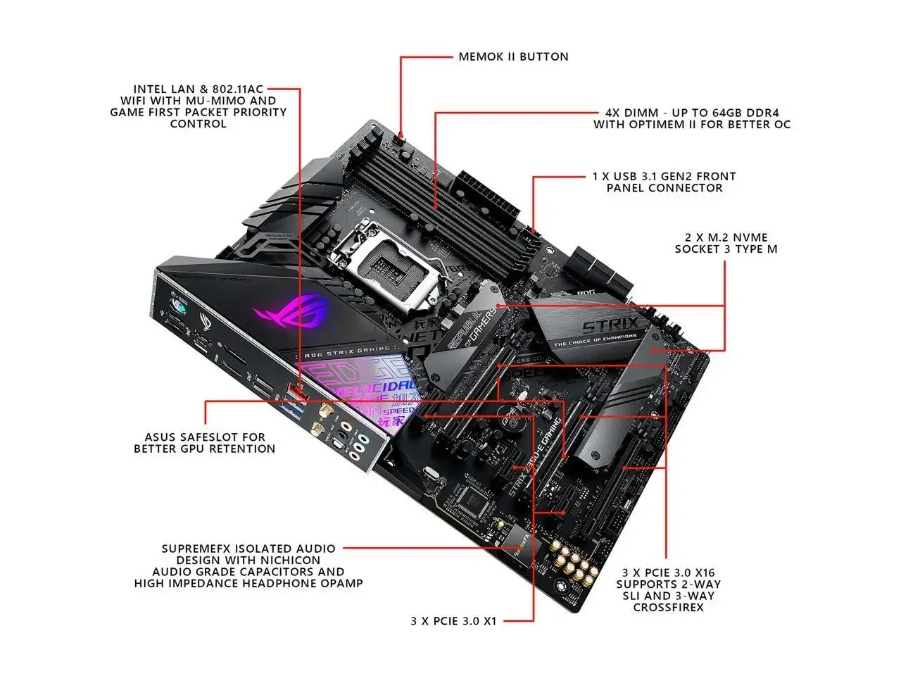 ASUS ROG Strix Z390-E Gaming LGA 1151 (300 Series) Intel Z390 SATA 6Gb/s ATX Intel Motherboard