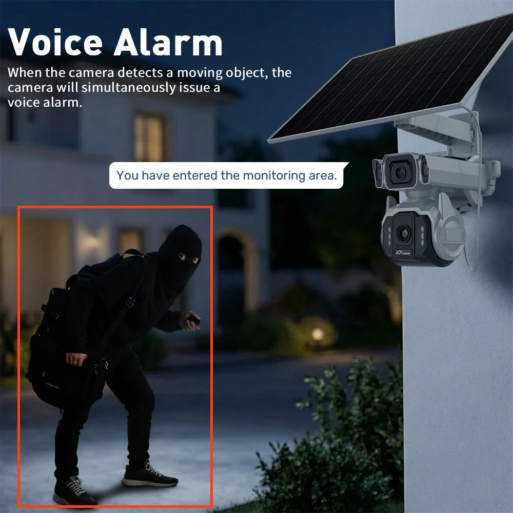 LS VISION Dual Screens 10MP AOV Solar Camera Outdoor 12X Zoom 24/7 Recording 4G SIM Auto Tracking Zoom PTZ Security Cameras CCTV