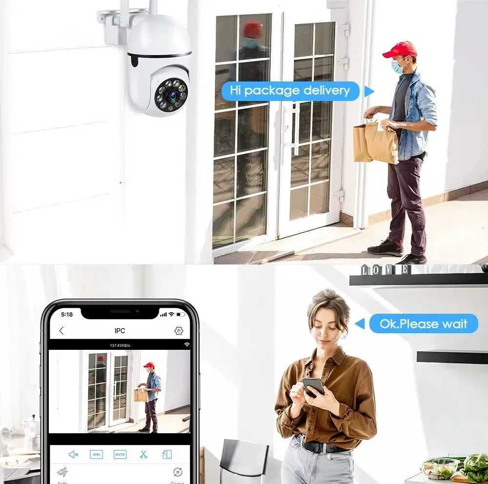 3MP Wifi IP Wireless Security Surveillance PTZ Camera 8X Zoom Cameras Tracking Two-way Audio HD Night Color Cam