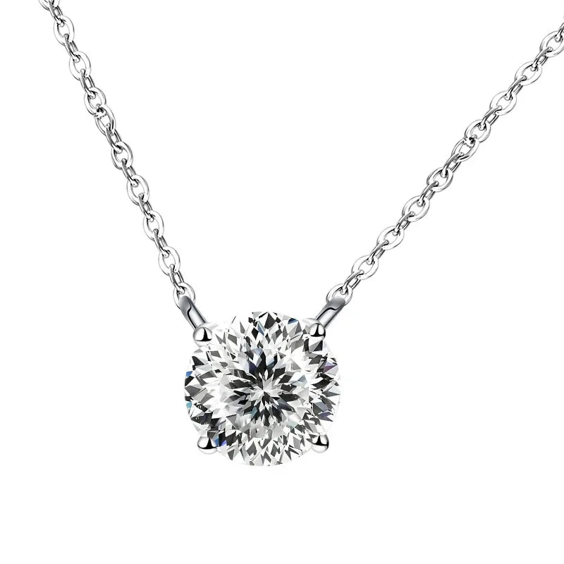 Moissanite Dia 6.5Mm 0.5-5CT Woman Pendant Sier Necklace For Women Chains Party Bridal Fine Jewelry  925sterling silver necklace