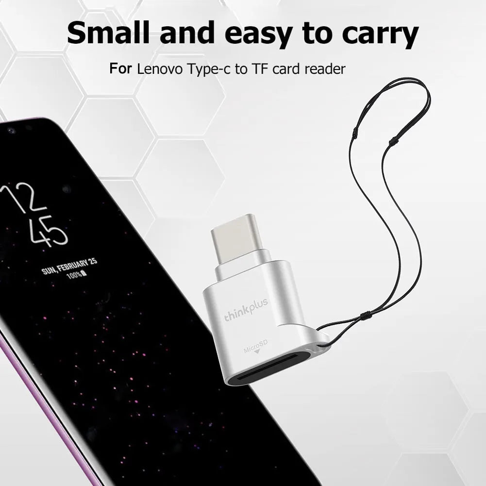 Lenovo Thinkplus USB C Type-C Micro SD Card Reader Memory Card Mini Metal TranFlash Adapter TF Card Reader For Type C Phone