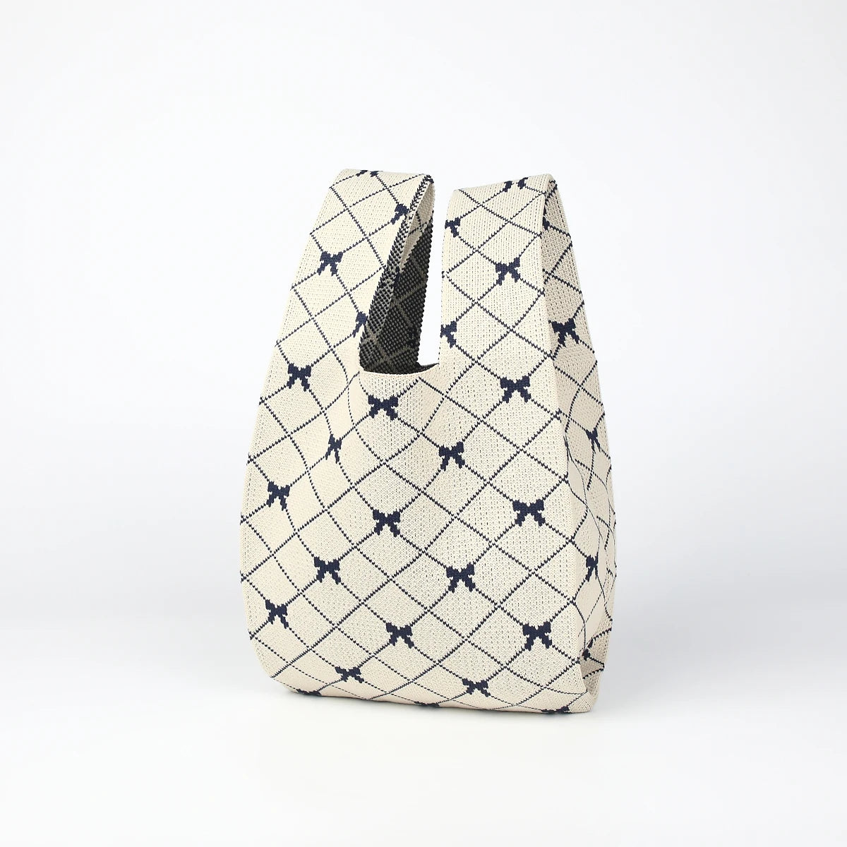 Line Arrangement Striped Knitted Handbag, Open-Top Women's Breathable Lightweight Foldable Crochet, Carry-On for Mobile Phone, Cosmetics, Lipstick, Perfume, Suitable for Daily Vacation, School, Commuting, Shopping, Photograph