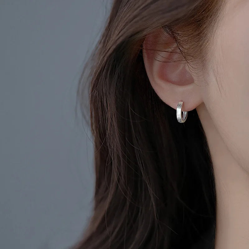 New 925 Sterling Silver Round Earrings Cool Charm Simple Style Earrings Beautiful Jewelry for Women Birthday Party Gift