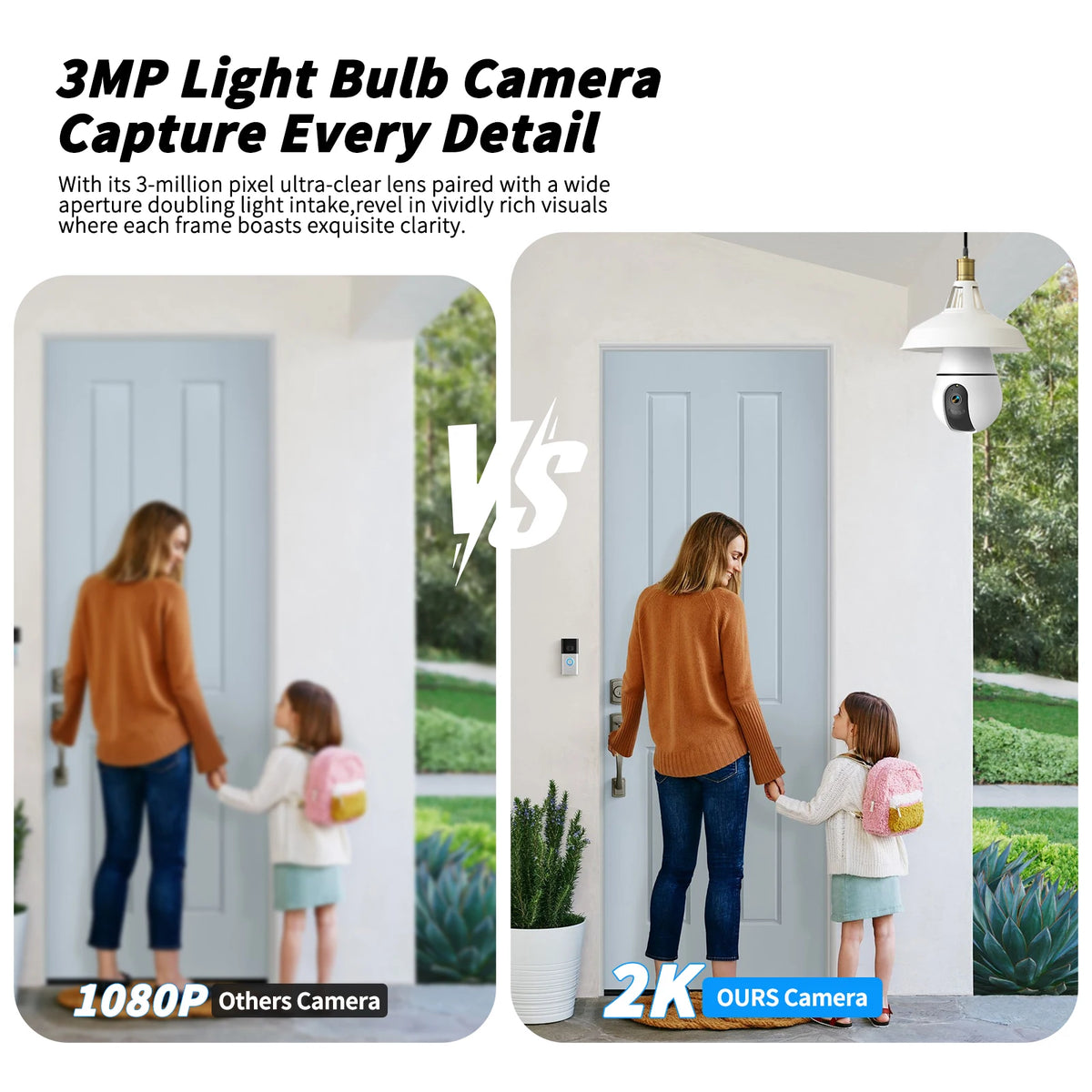 Noahtec Bulb E27 WiFi Surveillance Camera Full Color Night Auto Tracking Wireless Indoor Security Baby Monitor  PTZ IP Camera