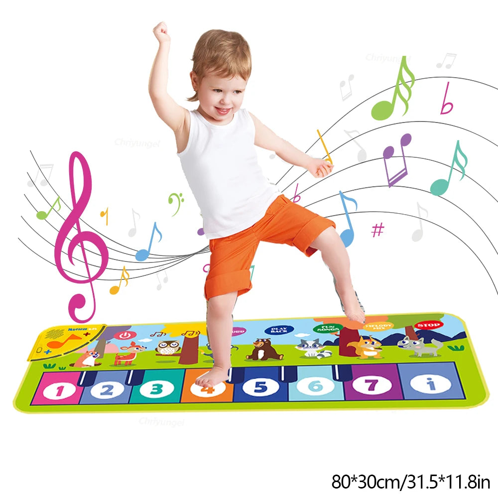 Piano Mat for Kids Kids Toddlers Floor Keyboard Dance Mat Baby Fitness Play Animal Music Blanket Instrument Toys Girl Boy Gift