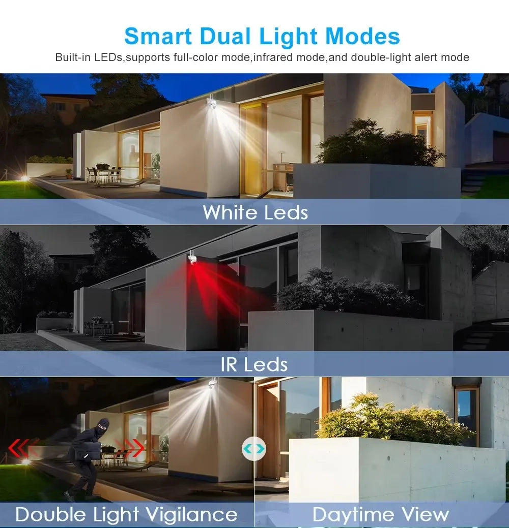 3MP Wifi IP Wireless Security Surveillance PTZ Camera 8X Zoom Cameras Tracking Two-way Audio HD Night Color Cam