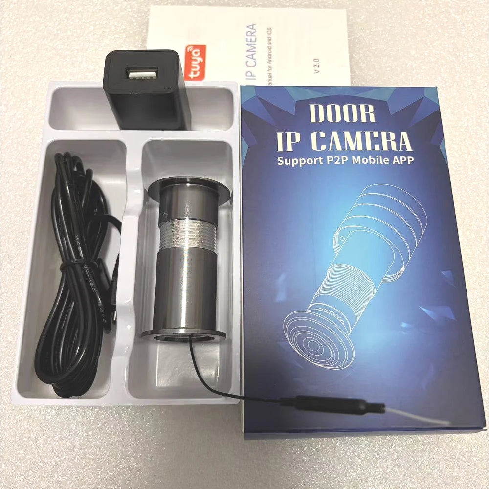 1.66mm Lens Door Eye Hole Wired IP Camera 1080P 170 Degree Wide Angle FishEye CCTV Security Mini Camera Audio TF Card Slot Onvif