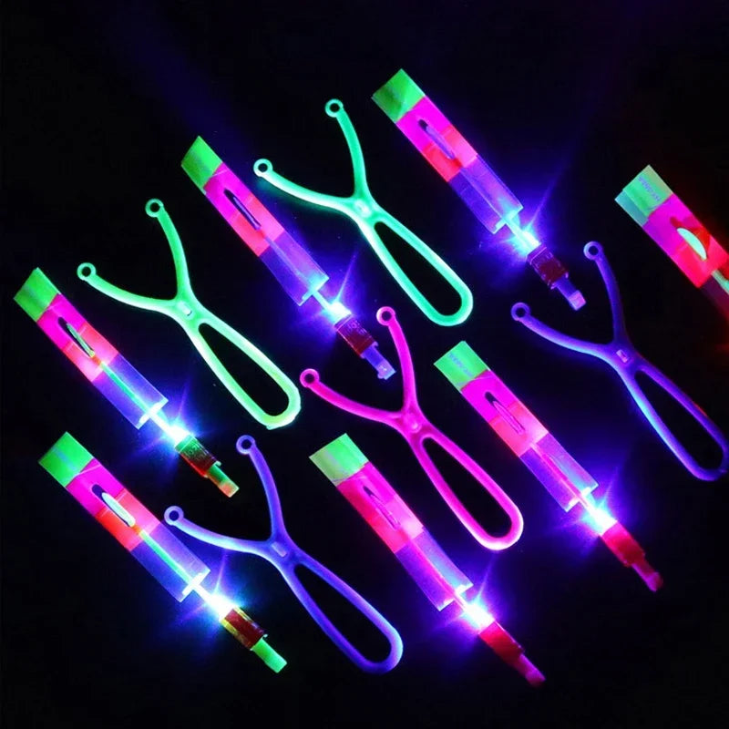New 50/30/10/5/1Pc Amazing Light Toy Arrow Rocket Helicopter Flying LED Light Toys Party Fun Best Gifts Rubber Band Catapult
