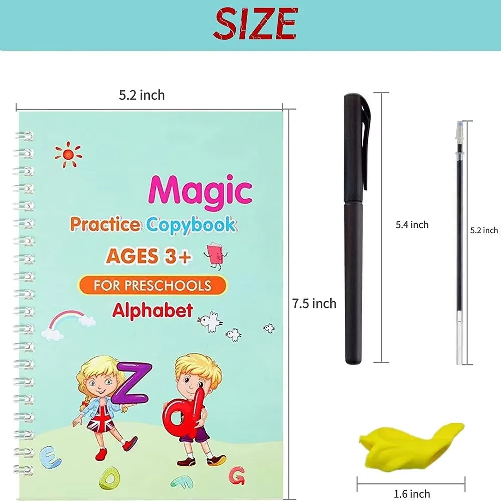 4 Books Pen Magic Writing Book Calligraphy Notebook Montessori Kids Reusable Educational Calligraphic Letter Practice Toy