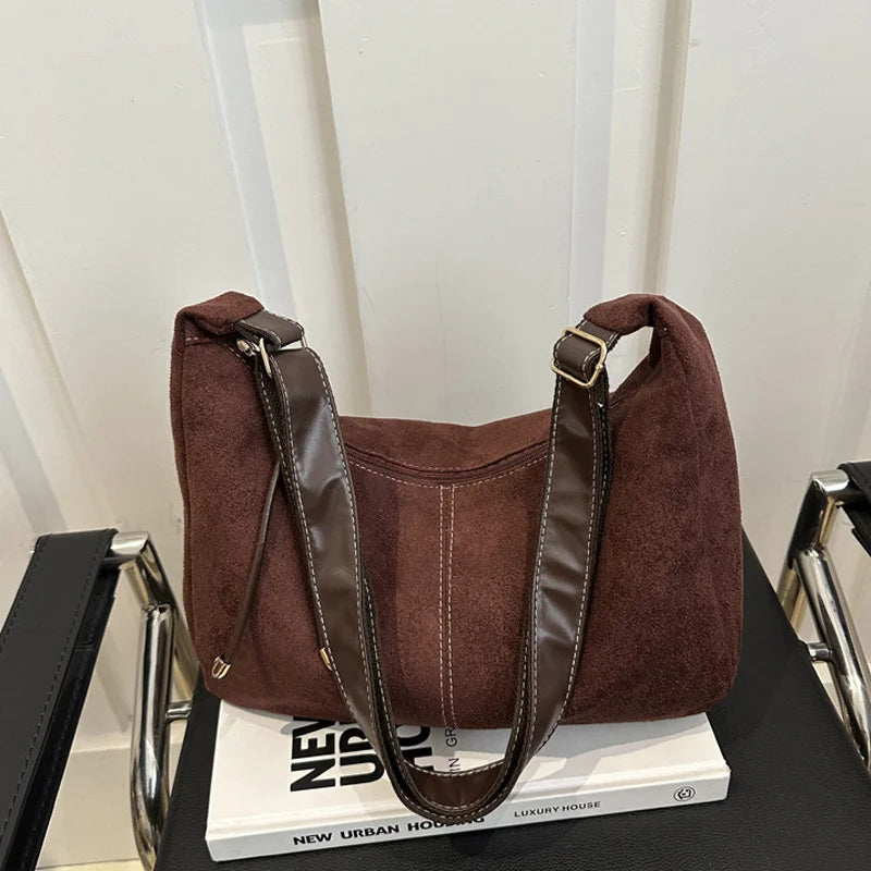 Handbag Purse for Women Suede Shoulder Bag Causal Crossbody Bags Female Luxury Designer Clutch Crescent Hobo Bag