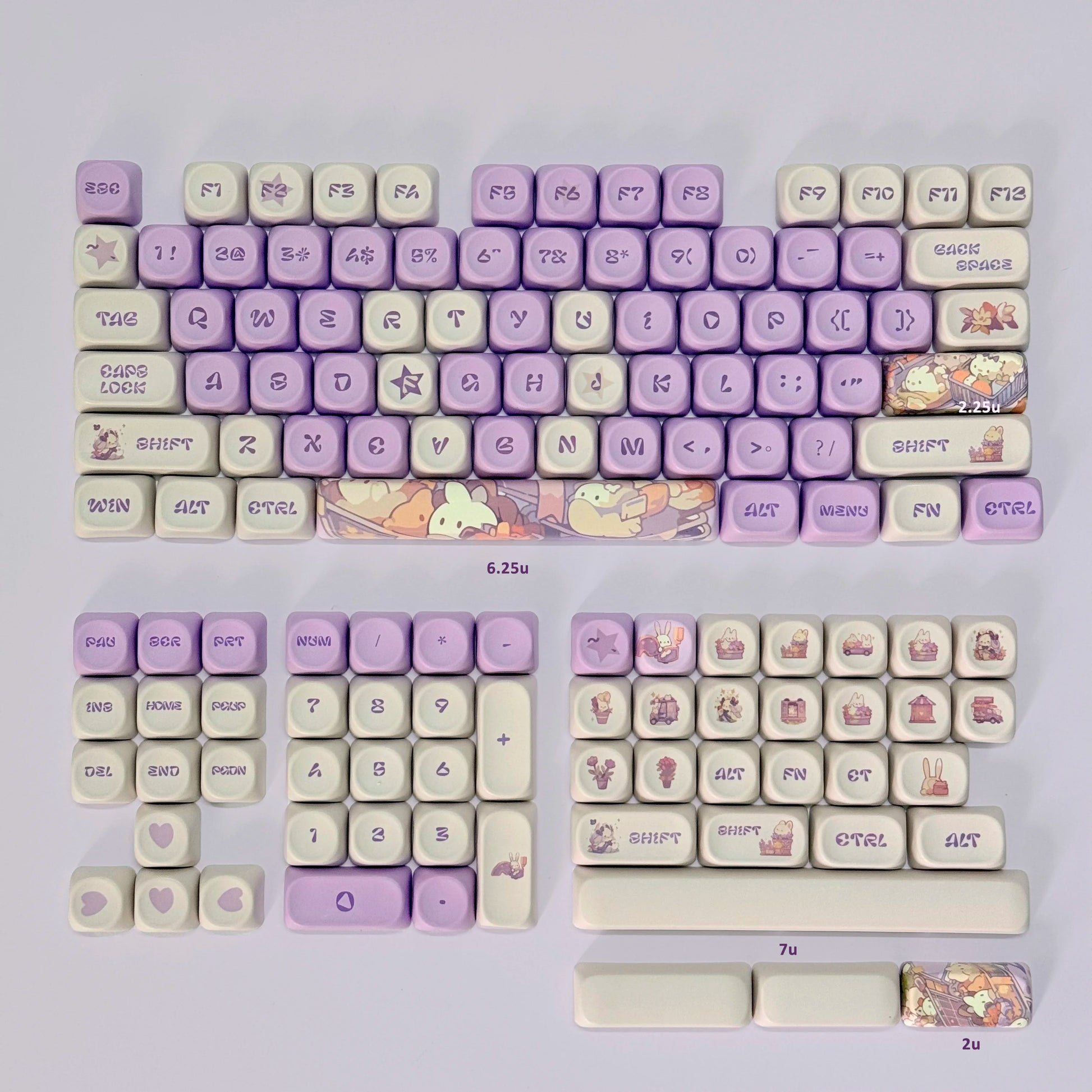 Various Adorable Theme Keycaps for Mechanical Keyboard Pink Green Blue Purple Keycaps MOA for Custom Gaming Keyboard
