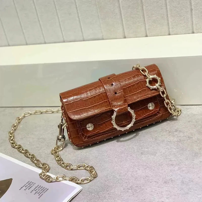 2025 New Classic Women's Leather Mini Square Bag Fashionable Versatile Wing Underarm Single Shoulder Slant Cross Bag Daily Match