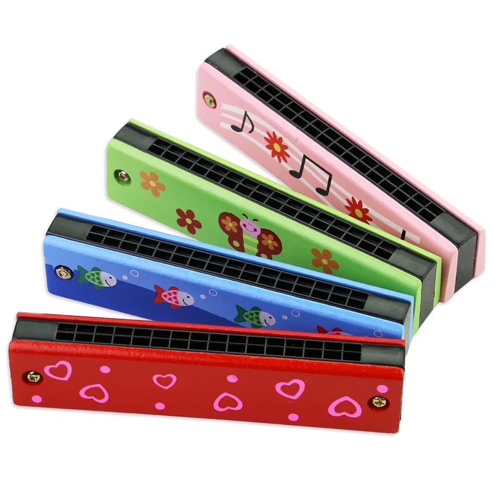 1pc/2/4pcs Children Wooden Harmonica Musical Instrument Toys Music Teaching Aids Puzzle Early Education Kindergarten Beginners
