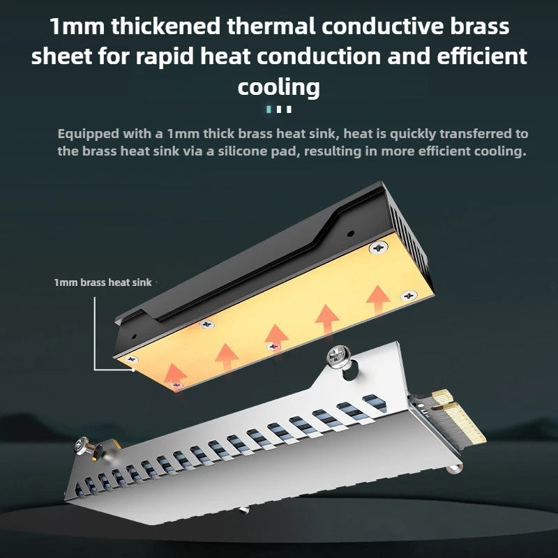COOLMOON M2 SSD Heatsink for NVME 2280 Brass Cooling Fin Thermal Pad Computer PC SSD Cooler Heat Sink for M.2 Solid State Drive