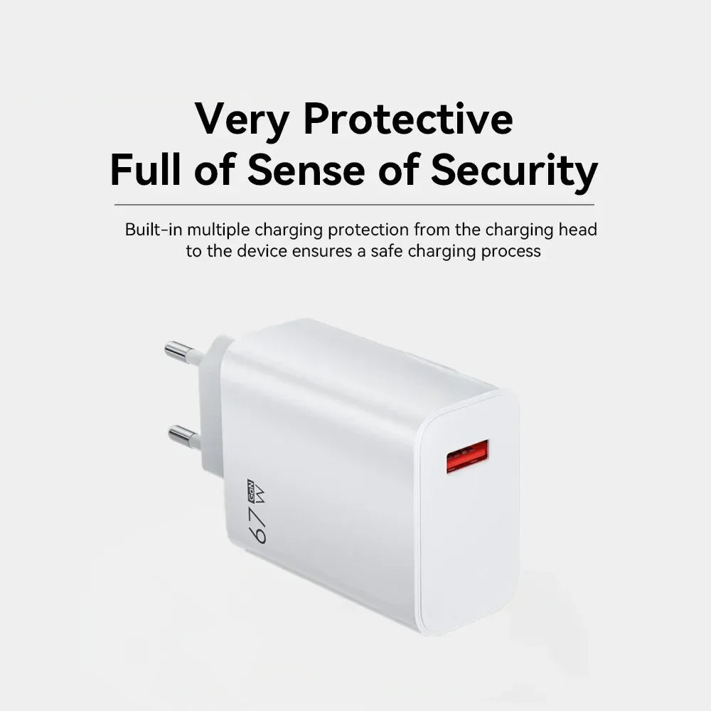 67W USB Fast Charger For Xiaomi 6A Type C Cable Phone Power Adapter For Mi 12 11 POCO X5 X4 Pro Redmi Note9 10 11 Charging Line