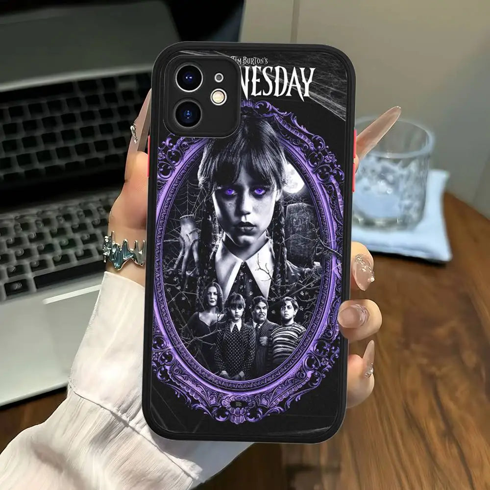 Cool Girl W-WednesdayS A-Addams Phone Case For IPhone 16 15 14 Plus 15 13 12 11 Pro Max X XS MAX Matte Cover
