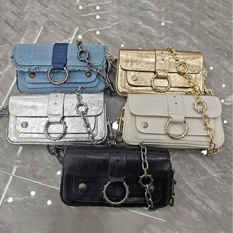 2025 New Classic Women's Leather Mini Square Bag Fashionable Versatile Wing Underarm Single Shoulder Slant Cross Bag Daily Match