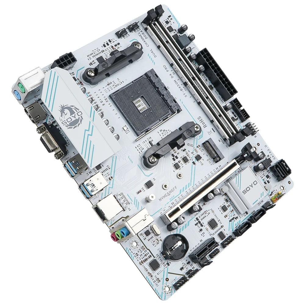 SOYO B450M D4 PRO Motherboard AM4 Support AMD Ryzen 3000/4000/5000G Series CPU Dual-channel DDR4 M.2 NVME PCIE 3.0 SATA3.0