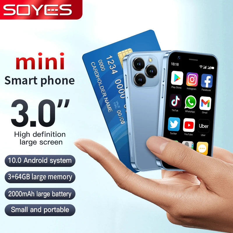 Top Selling SOYES XS16 mini 4G Smartphone 3.0inch 3GB RAM 64GB ROM Android 8.0 5MP Camera Dual SIM With Play Store WhatsAPP