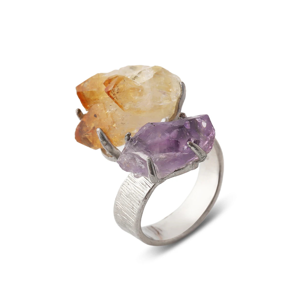 Natural Gemstone Ring Unisex Ring Unique  Crystal Fashion Jewelry Adjustable  Unisex Party Gift Ring Raw Stone Jewelry