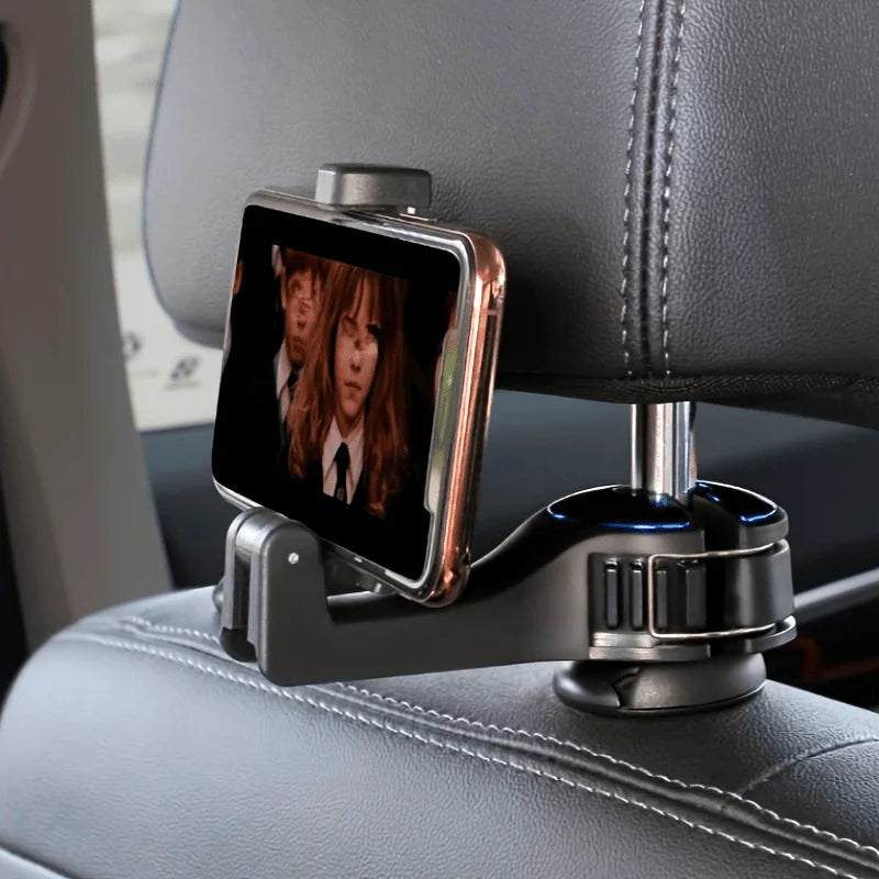 Multifunctional 2 In 1 Car Hook Hidden Mobile Phone Holder Bracket Car Clip Rear Row Headrest Hook Lock Buckle Car Mount Stand
