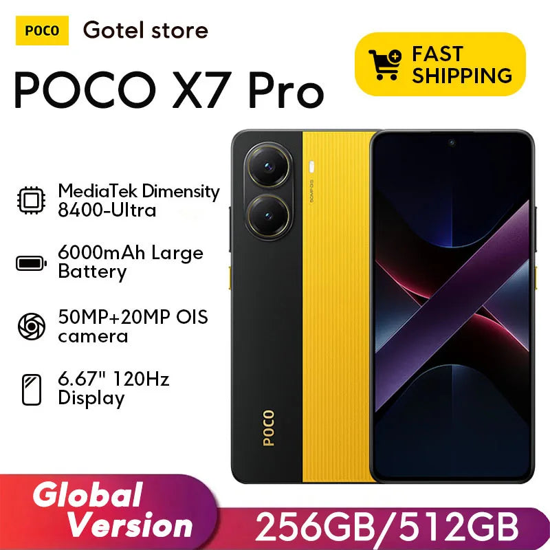 【Brand+】POCO X7 Pro Smartphone Dimensity 8400-Ultra 6000mAh 90W HyperCharge 6.67" AMOLED display NFC Xiaomi HyperOS 2