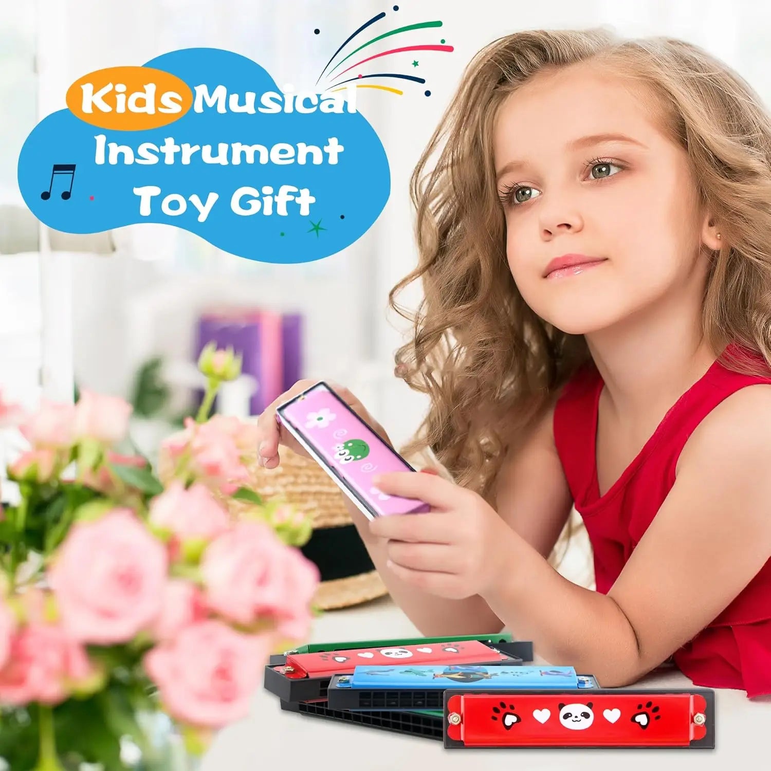 1pc/2/4pcs Children Wooden Harmonica Musical Instrument Toys Music Teaching Aids Puzzle Early Education Kindergarten Beginners