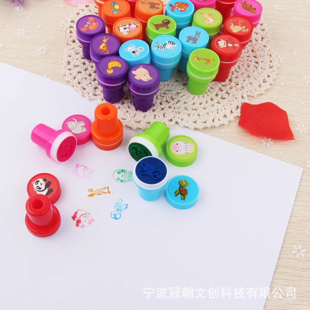 10pcs Assorted Stamps for Kids Self-ink Stamps Children Toy Stamps Smiley Face Seal Scrapbooking DIY Painting Photo Album Decor