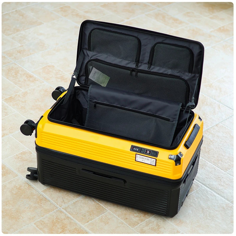 Large Capacity PC Material Suitcase 20/28/32/34-inch Deep-Compartment Travel Luggage with Combination Lock Side-Open Hard Shell