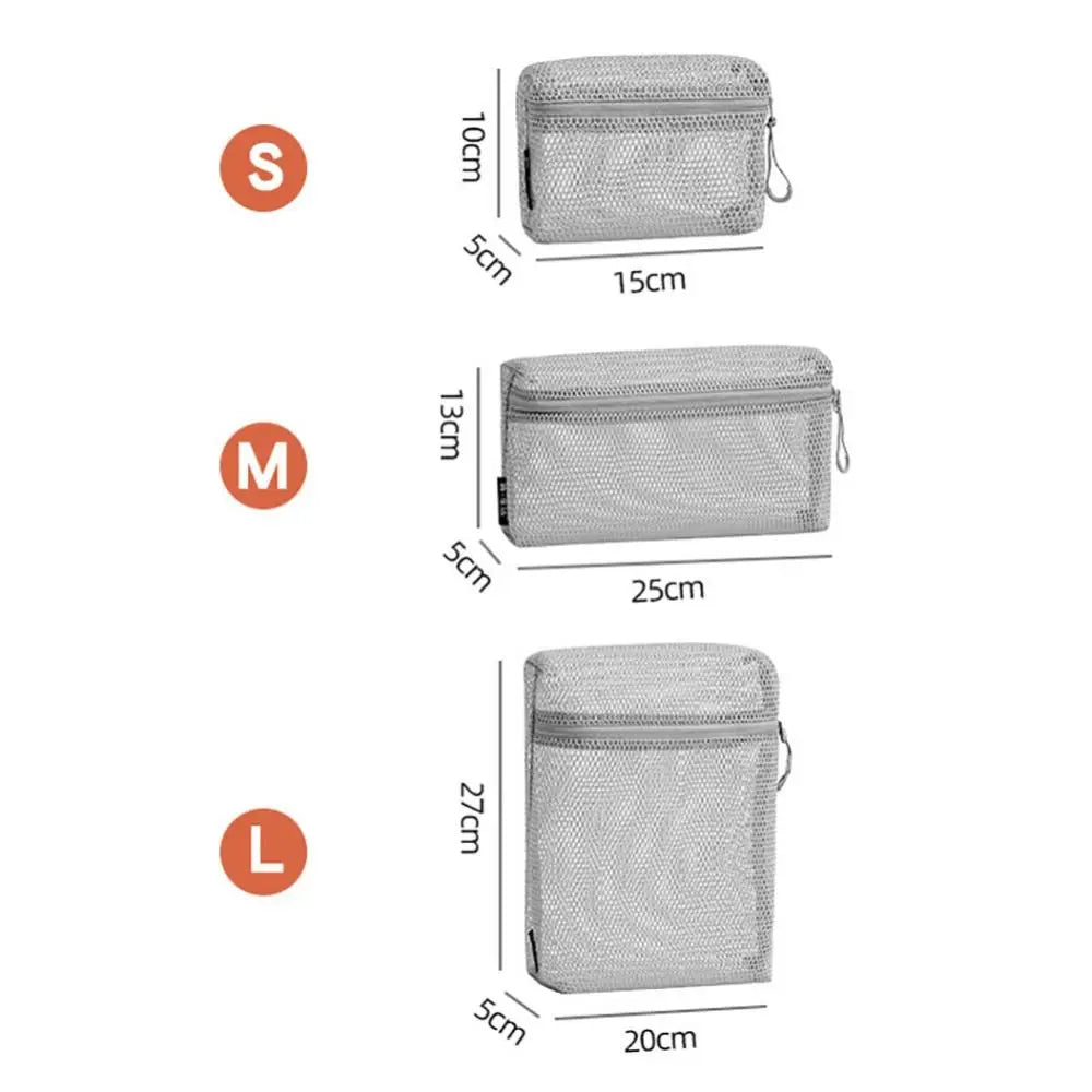 Casual Nylon Storage Pouch With Zipper Hand-held Mesh Pouch Multipurpose Mesh Toiletry Wash Bags Travel