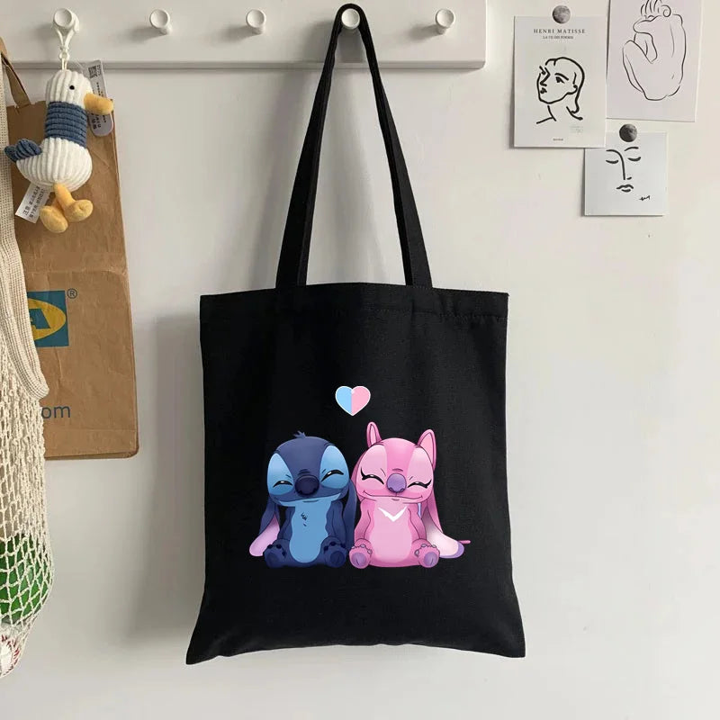 Cute Lilo Stitch Women's Tote Bag Canvas High Capacity Soft Shoulder Bag Women's Handbag Casual Comunting Shopping Bags Gift