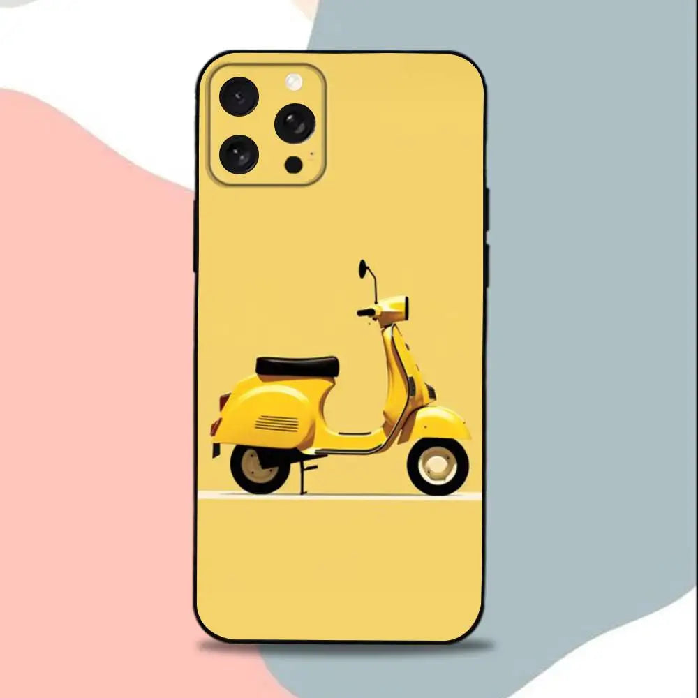 Cool V-Vespa S-ScooterS Phone Case For iPhone 15,13,16,12,11,17,14,Plus,Pro,Max,XS,XR,X,SE,Mini,Soft Silicone Black Cover