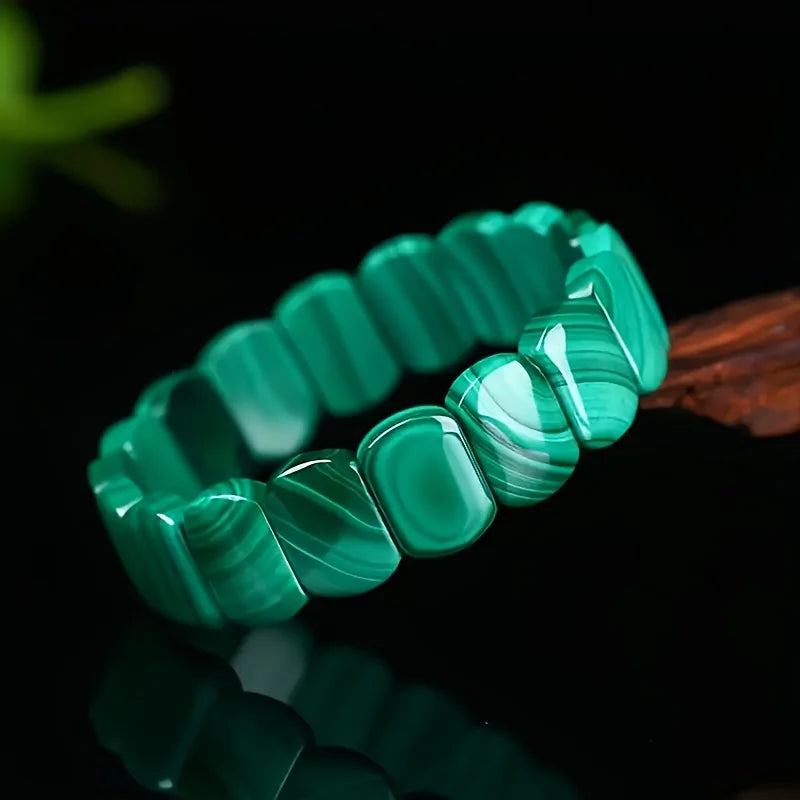 Natural Malachite Handcrafted Jewelry Crystal Rough Stone Multi-layered Pattern Fashion Accessories Bracelets and Festival Gifts