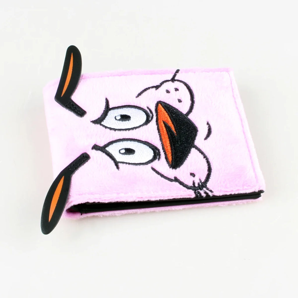 Pink faux fur anime embroidered women's wallet, fashionable 3D anime girl card holder